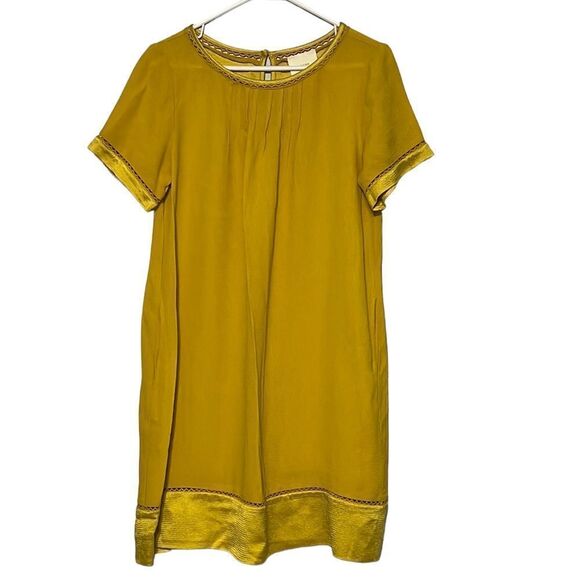 Maeve Mini Dress Woman's XS Yellow Gold Pleated Verdet Swing Anthropologie - Picture 1 of 10